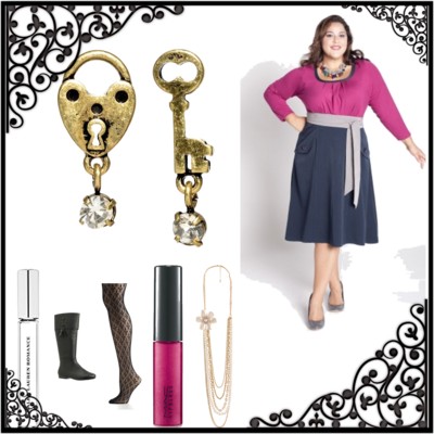 Plus Size Helena Dress in Magenta/Navy by IGIGI
